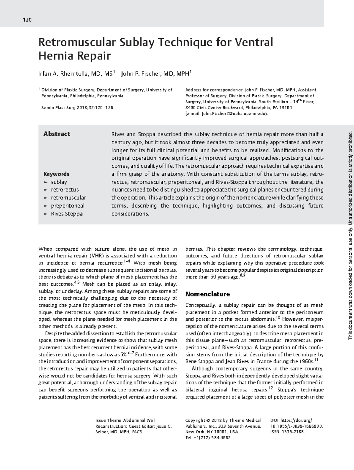 Sublay Technique in Urologic Surgery: A Comprehensive Review (US 101 ...