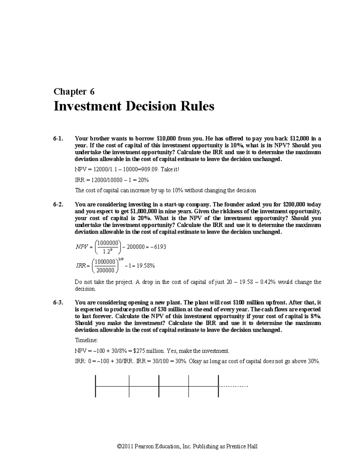 Answers Chapter 6 Investment Decision Rules (Most of Them) - Studeersnel