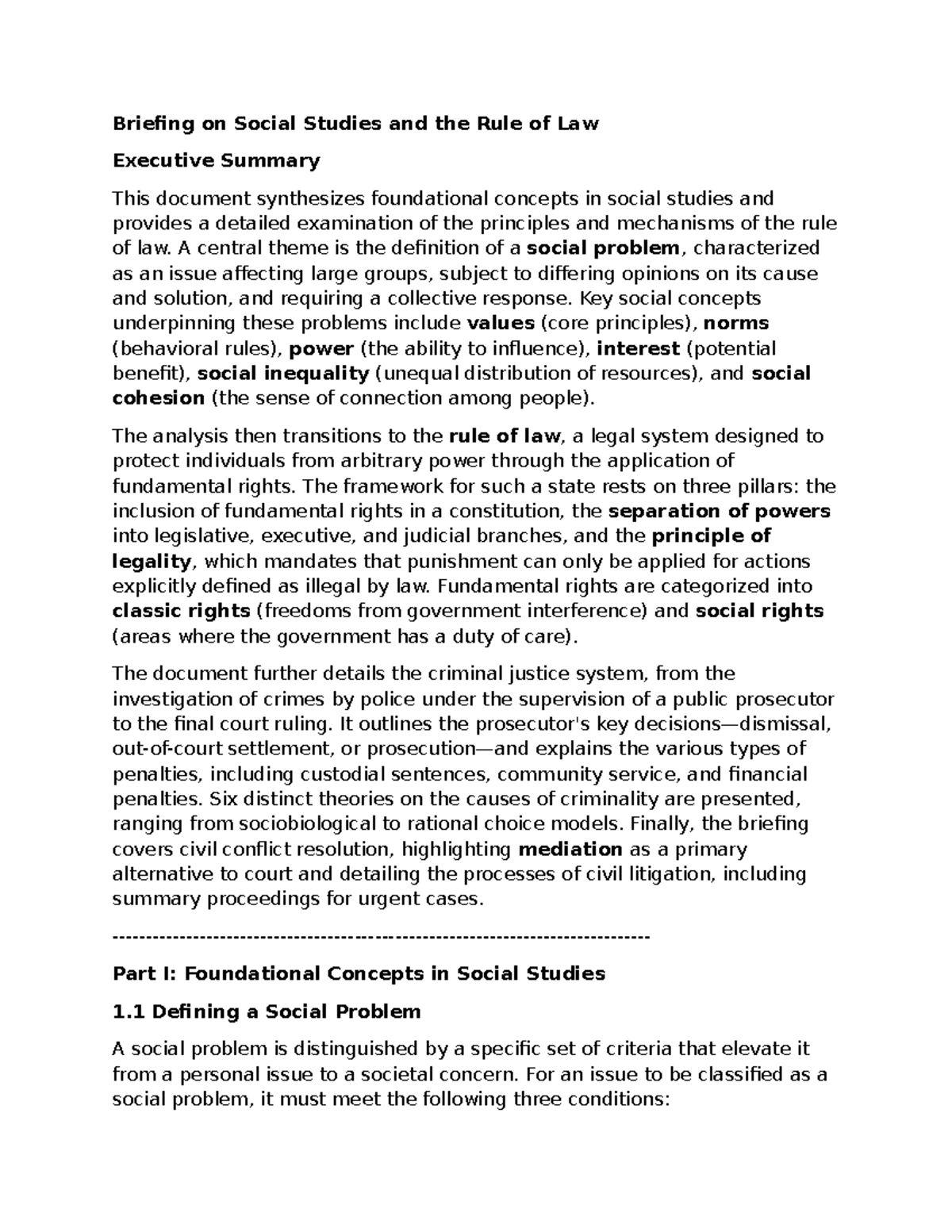 Social Studies and the Rule of Law: Key Concepts Overview - Studeersnel