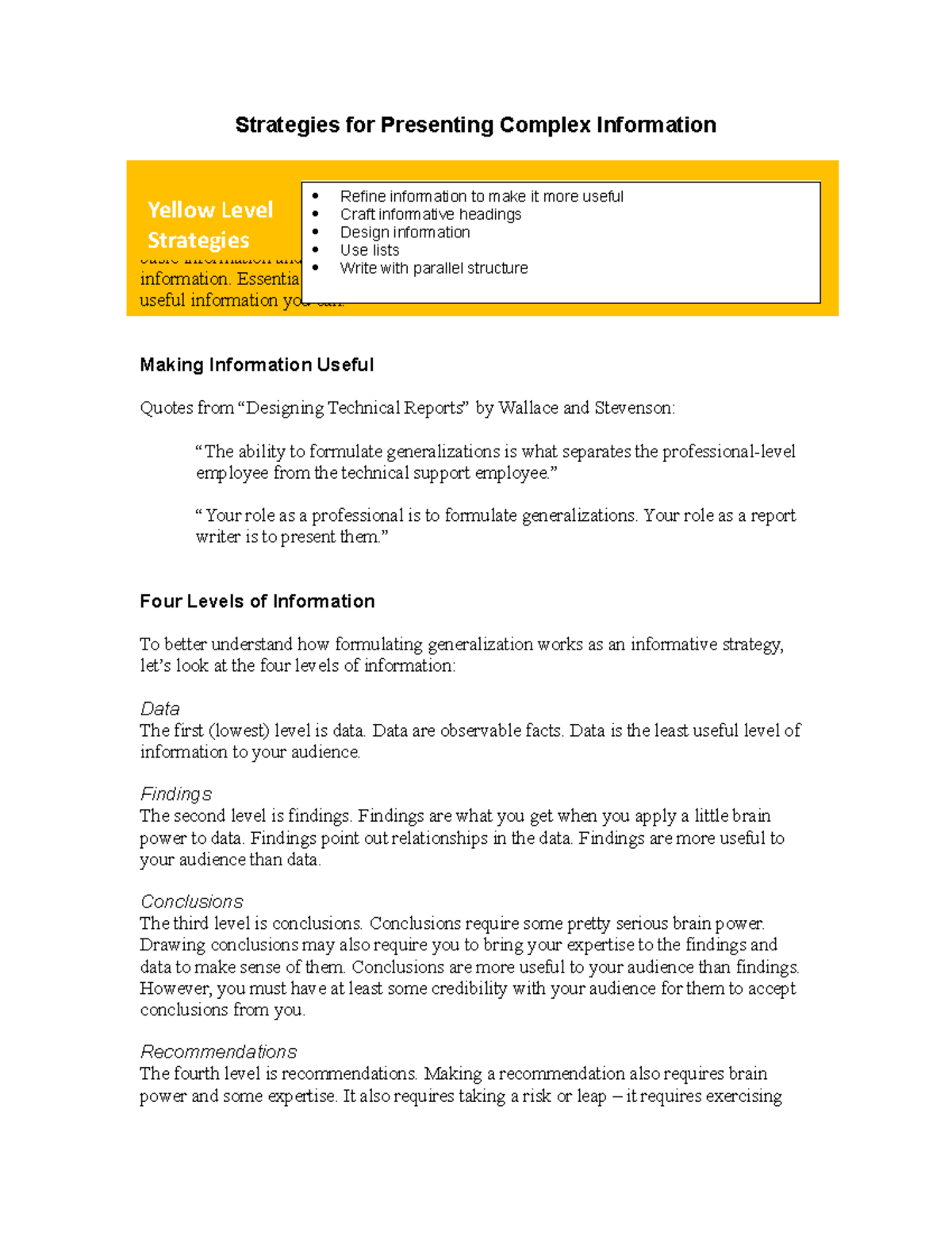YLS Lecture Notes: Strategies for Presenting Complex Information - Studocu