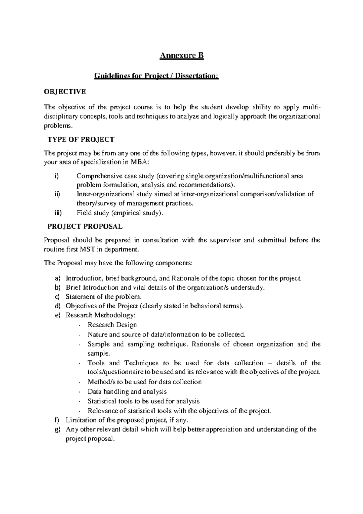MBA 4th Sem - Project Dissertation Guidelines and Proposal Tips - Studocu