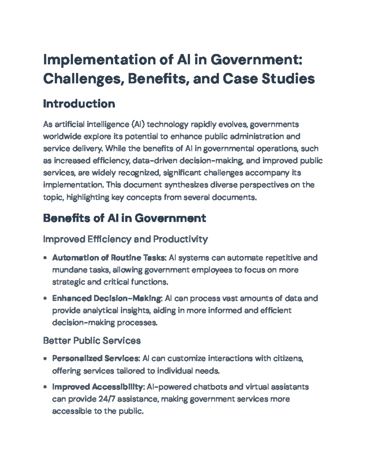 Implementation of AI in Government: Challenges, Benefits & Case Studies ...