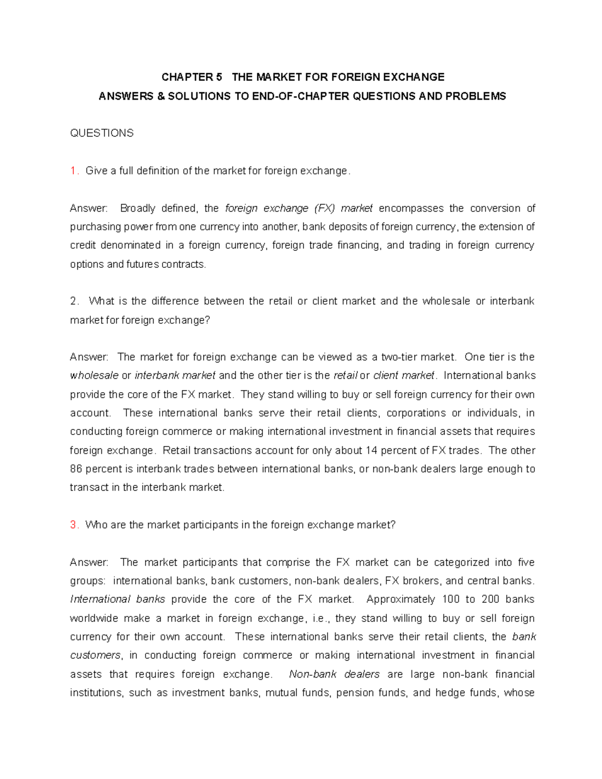 CH05: The Market for Foreign Exchange - Key Concepts & Solutions - Studocu