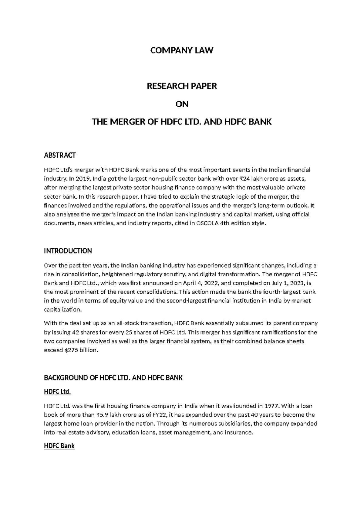 Research Paper on Judicial Separation in Family Law (V Semester B LLB ...