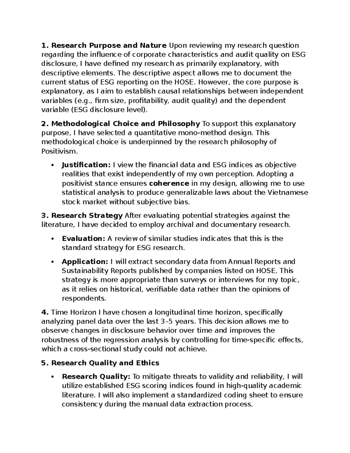 Research Methodology for ESG Disclosure: A Quantitative Study (Bt c05 ...