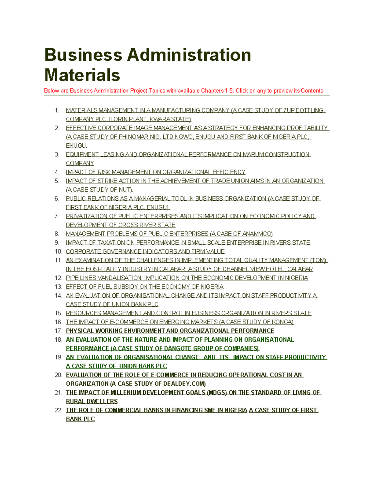 Business Administration Materials - Business Administration Materials ...