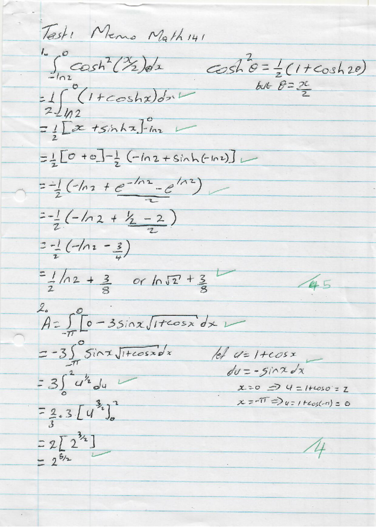 Math 141 Test 1 2025 Memo Solutions - Studocu