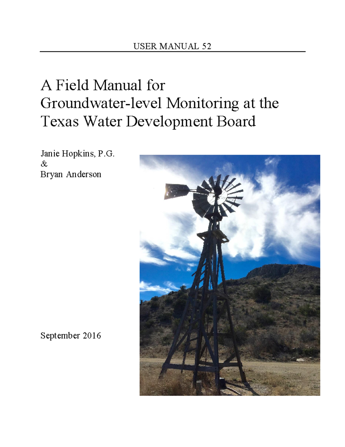 Field Manual for Groundwater-Level Monitoring at TWDB - Studocu
