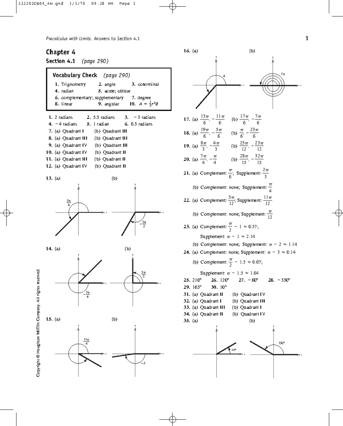 Ch06 - Precalculus with Limits: Answers to Section 6.1-6.5 - Studocu