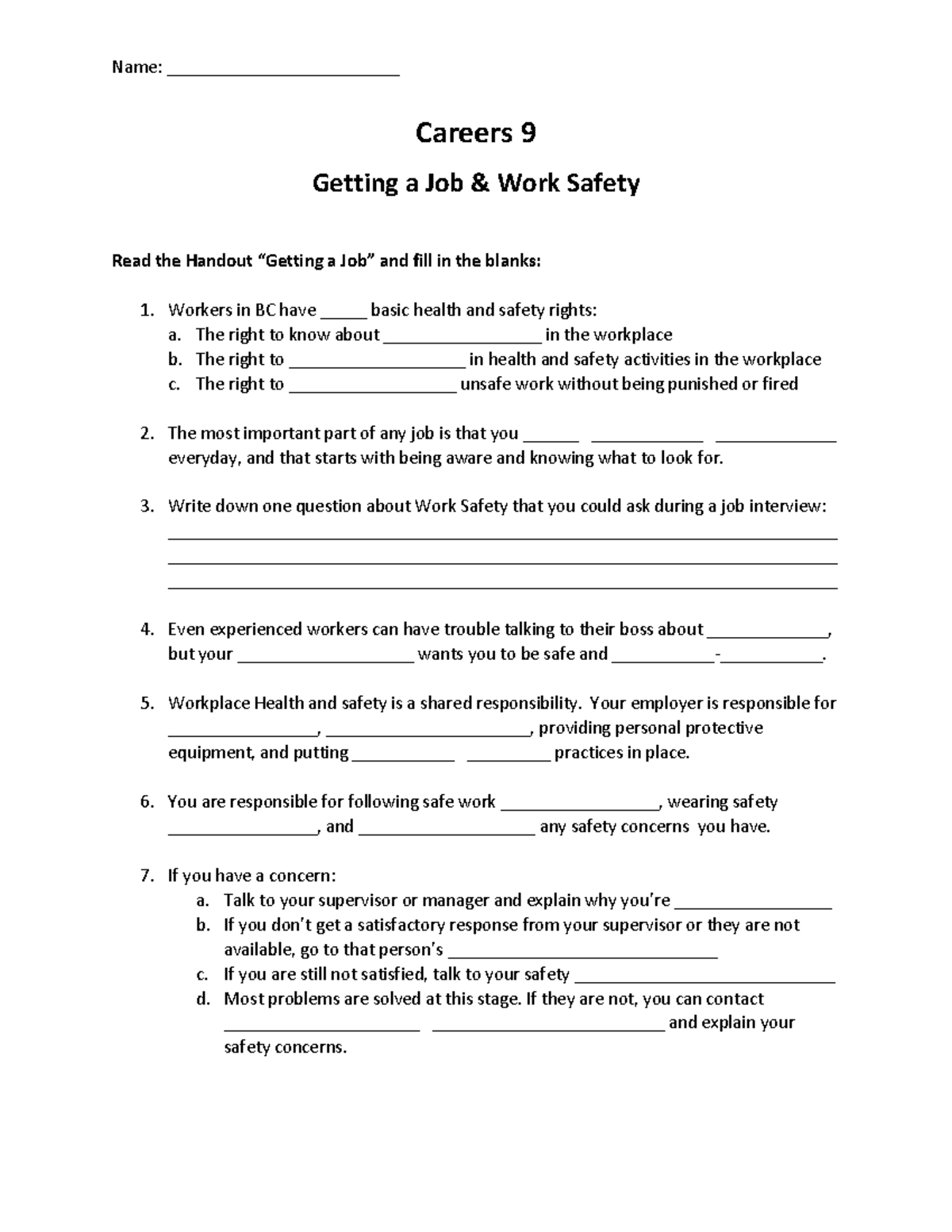 9.01 Getting a Job handout copy - Name ...
