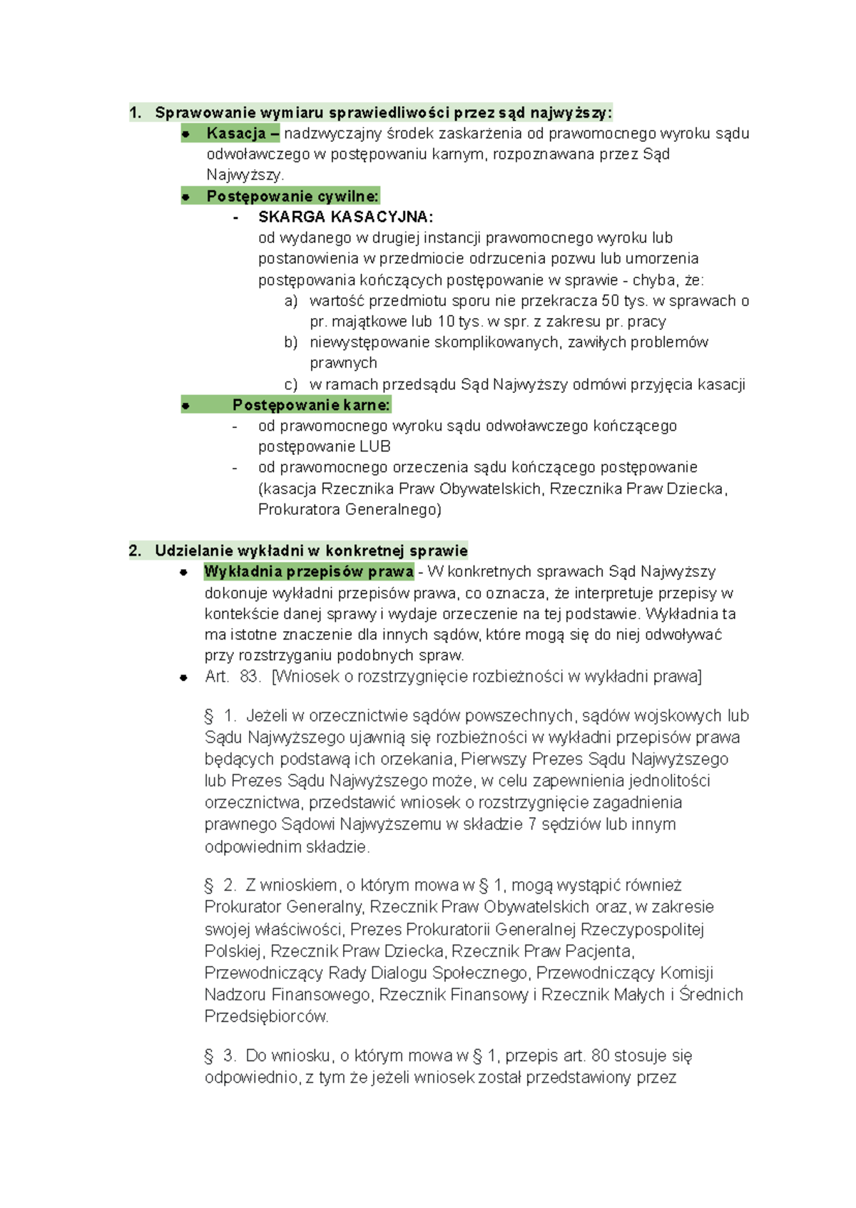 Uoop 34-36: Zagadnienia dotyczące kasacji w postępowaniu sądowym - Studocu