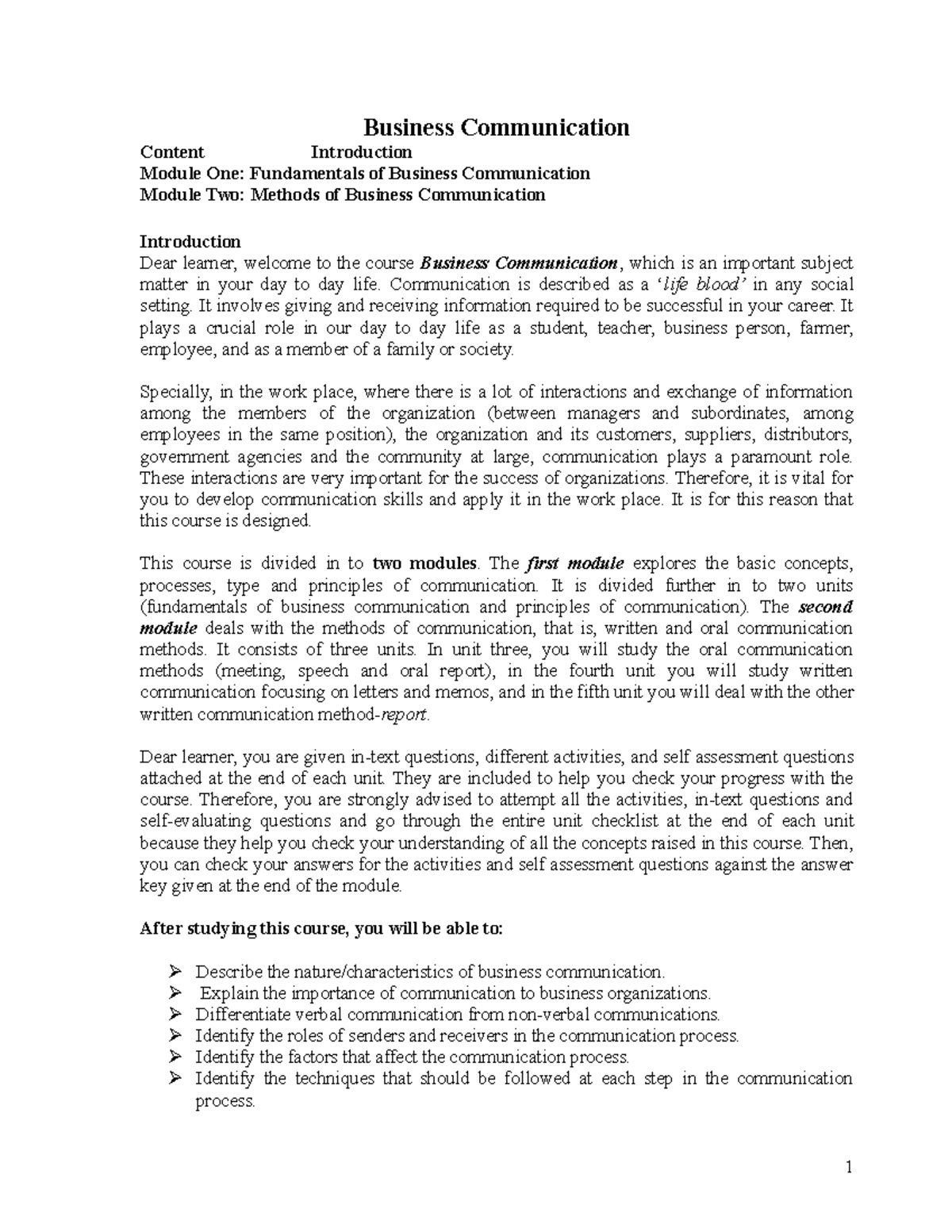 Business Communication 101: Module One Fundamentals Overview - Studocu