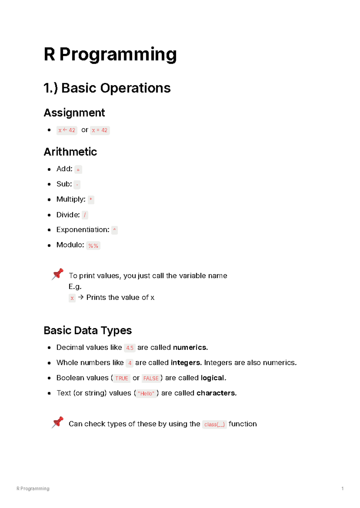 Basic R Programming - Just an introductory R code cheatsheet - R ...