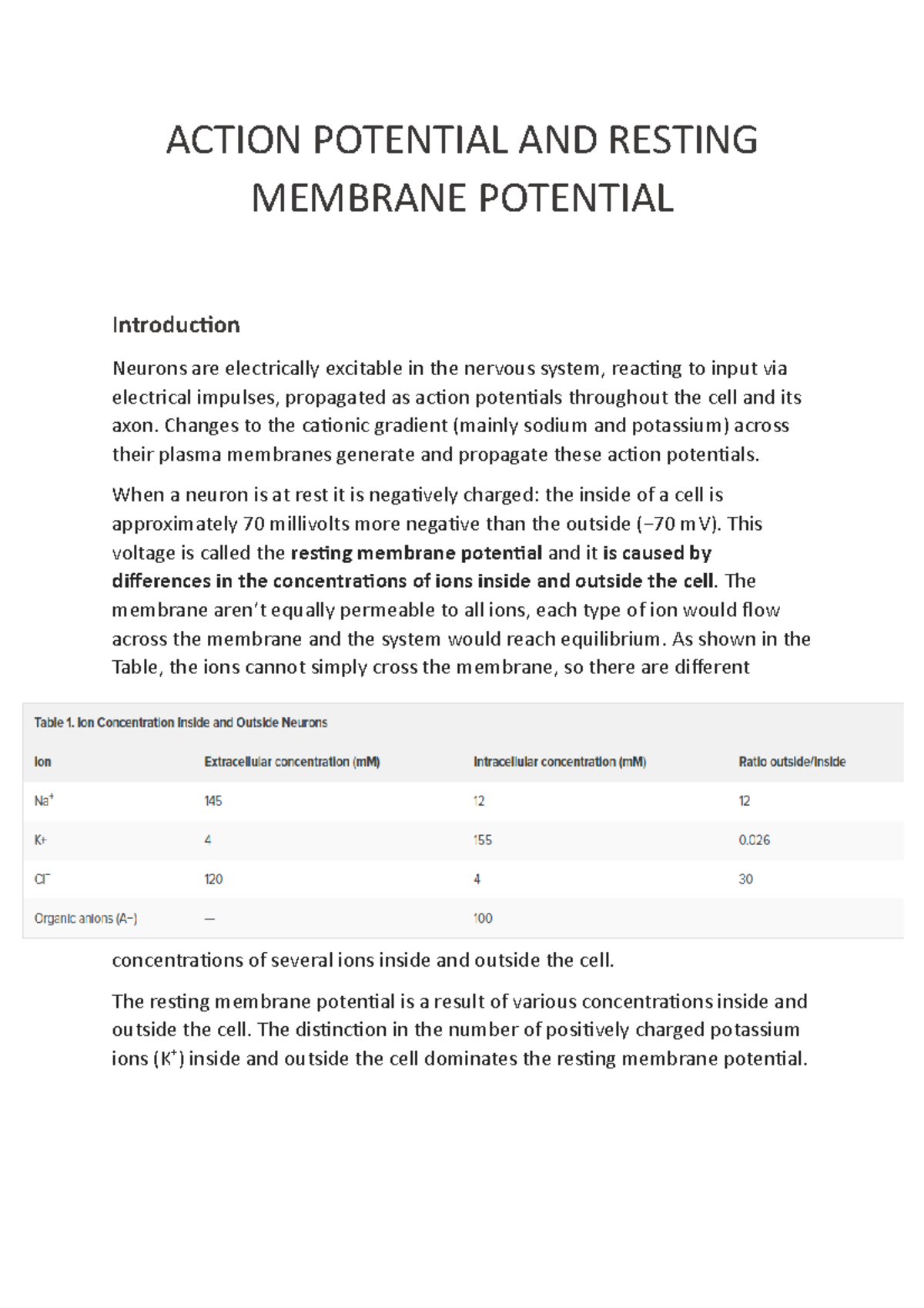 Understanding Action Potential and Resting Membrane Potential: A ...