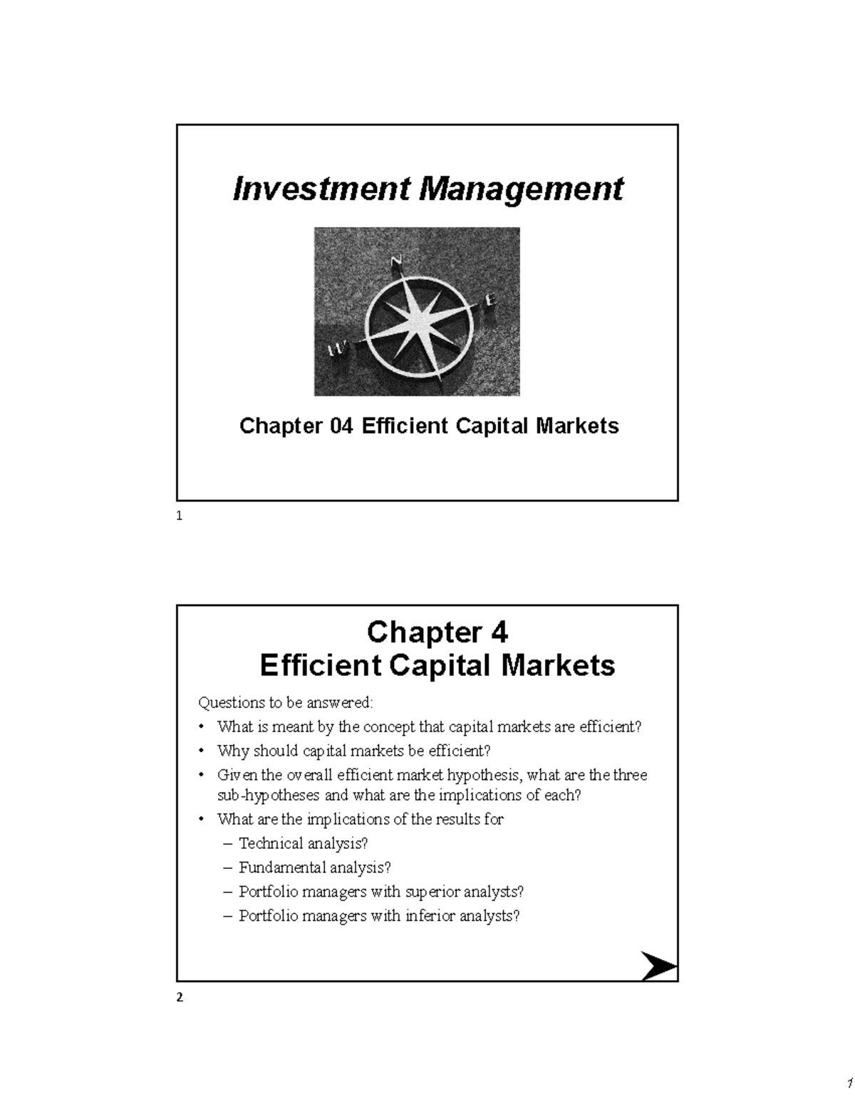 Chapter 04: Understanding Efficient Capital Markets and Their ...
