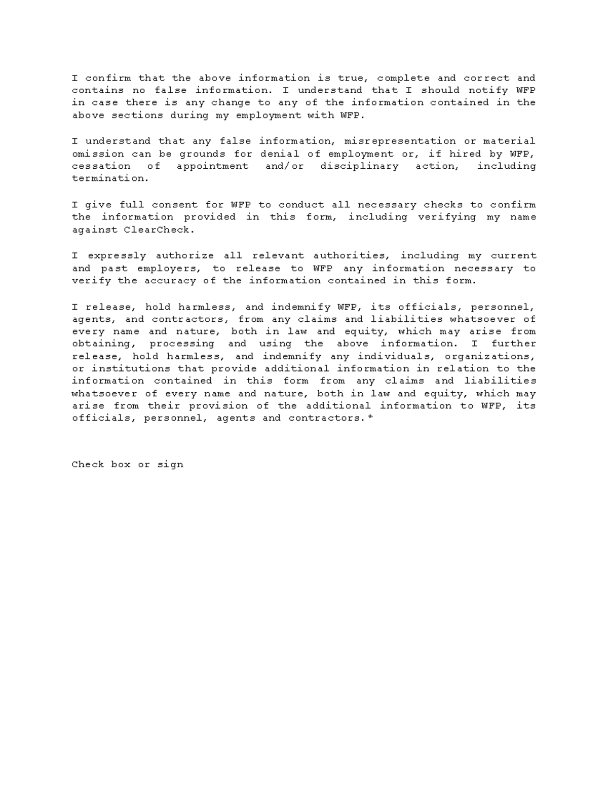 WFP Employment Indemnification & Liability Clause Template - Studocu