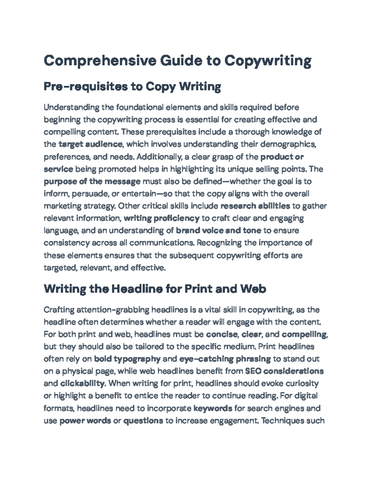 Comprehensive Guide to Copywriting: Print & Web Techniques - Studocu