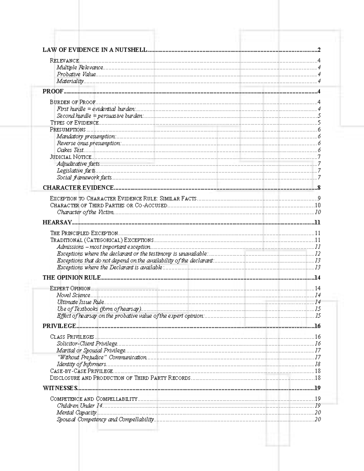 81-Evidence Outline - notes current - LAW OF EVIDENCE IN A - Studocu