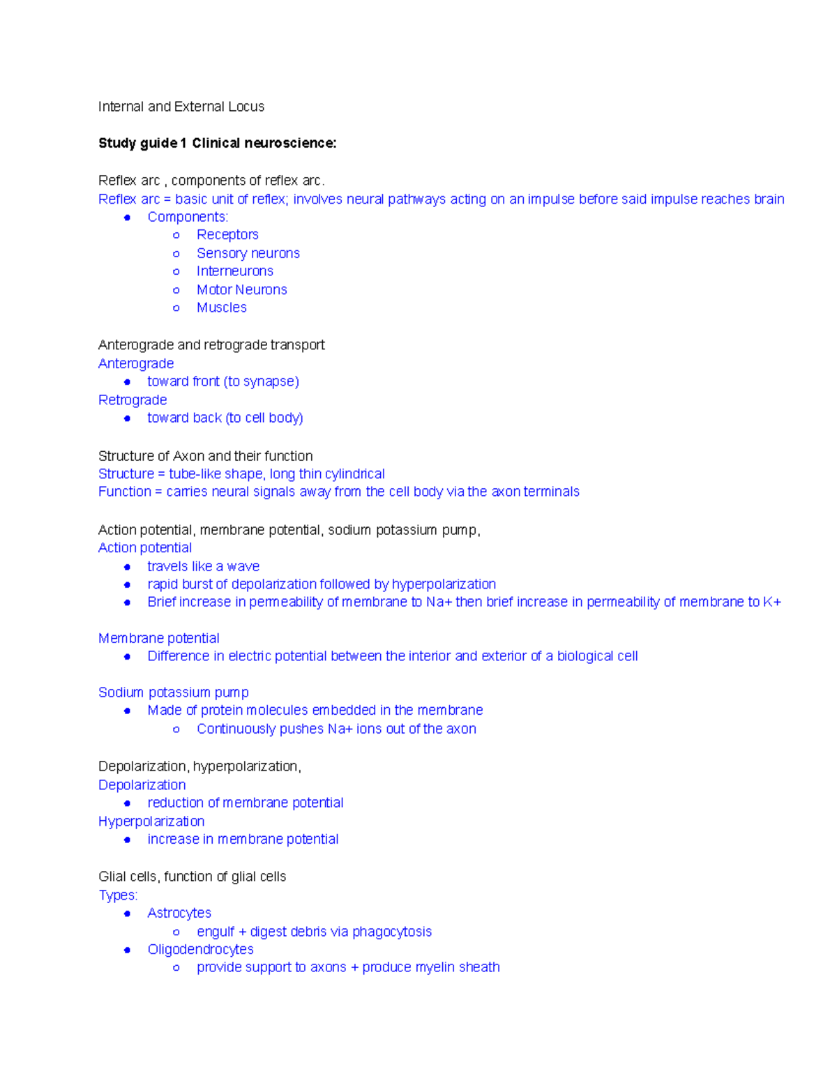 Clinical Neuro Study Guide 1: Reflex Arc and Neurotransmission Insights ...
