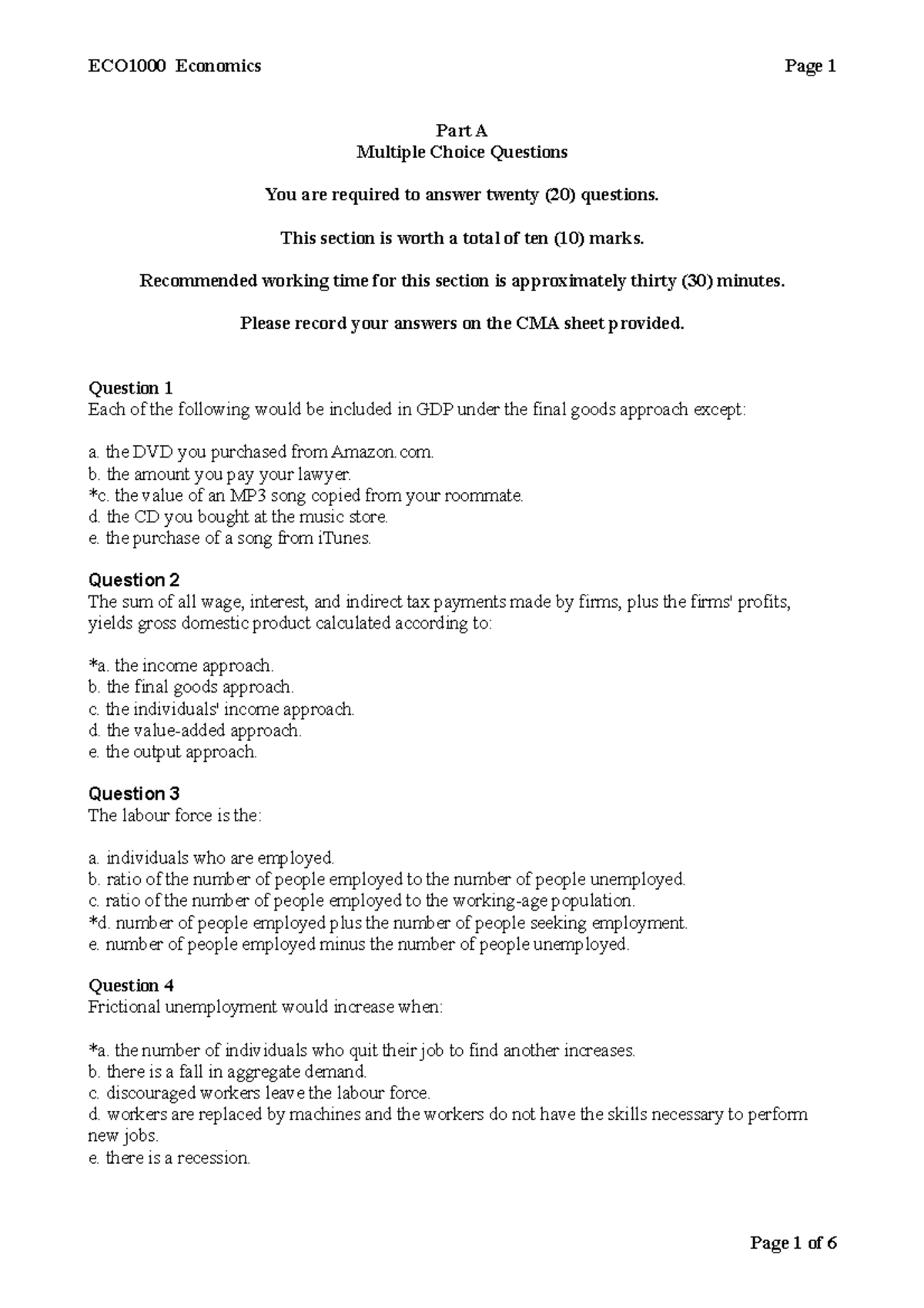 Economics Exam 2015: Questions & Answers for Final Assessment - Studocu