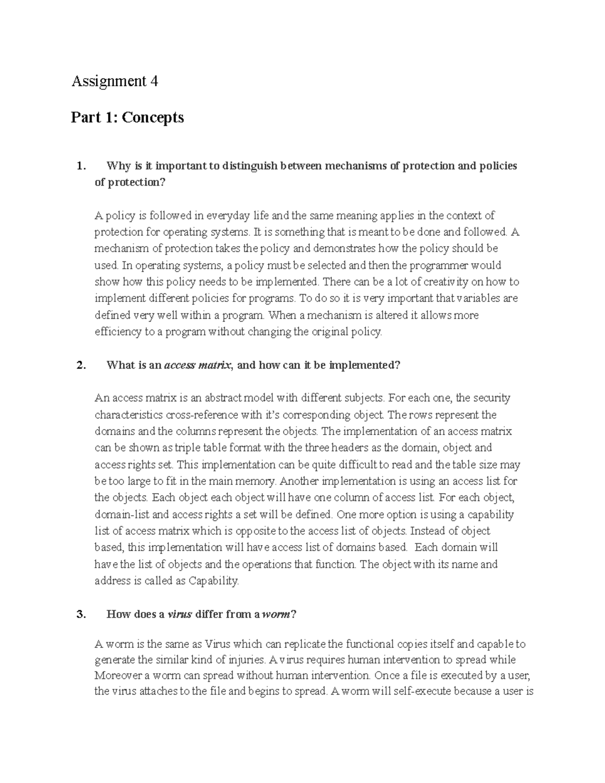 Comp314 - Assignment 4: Key Concepts in Protection Mechanisms - Studocu