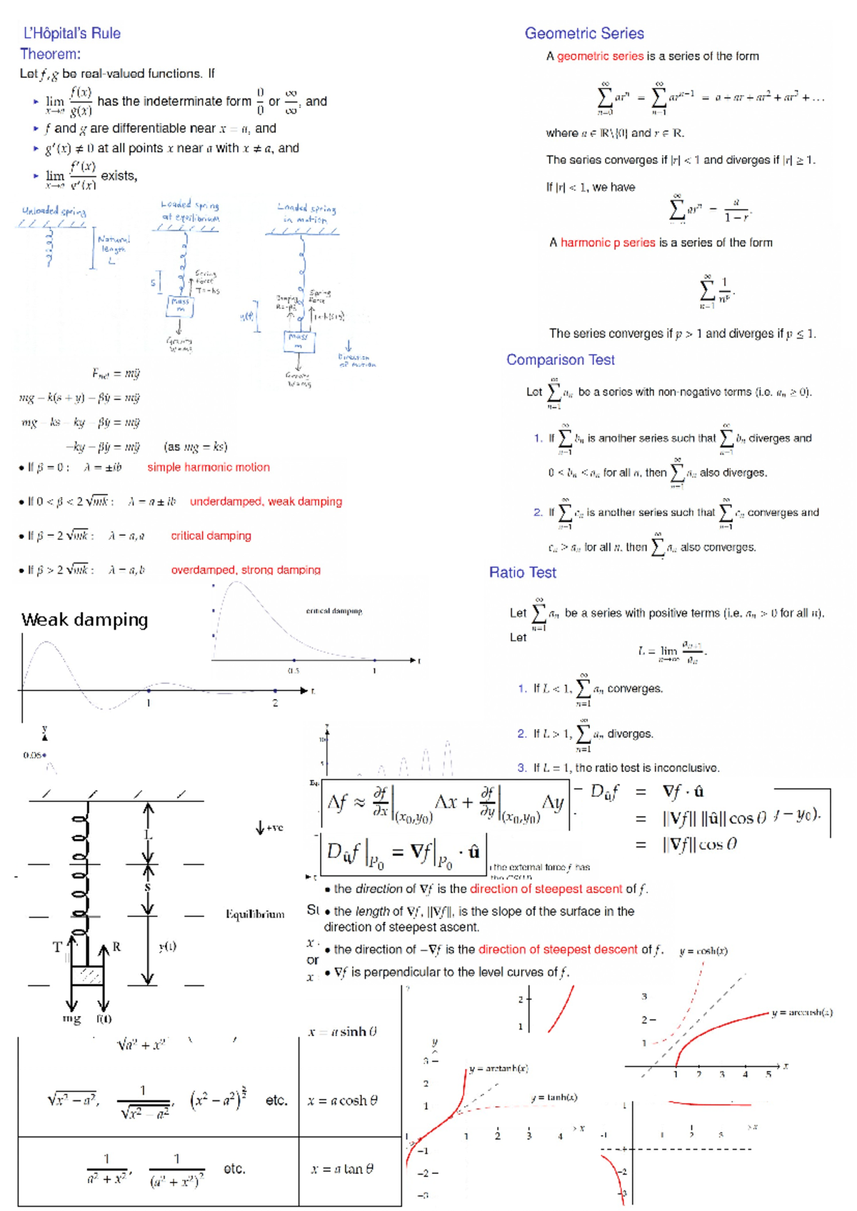 MAST10006 Geometric Series Formula Sheet and Damping Analysis Text ...