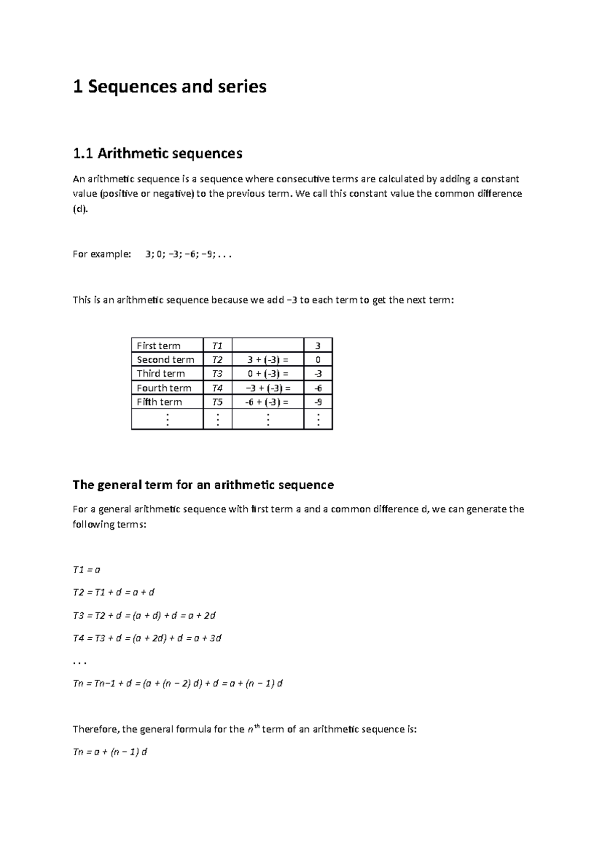 Math 101: Lecture Notes on Sequences and Arithmetic Sequences - Studocu