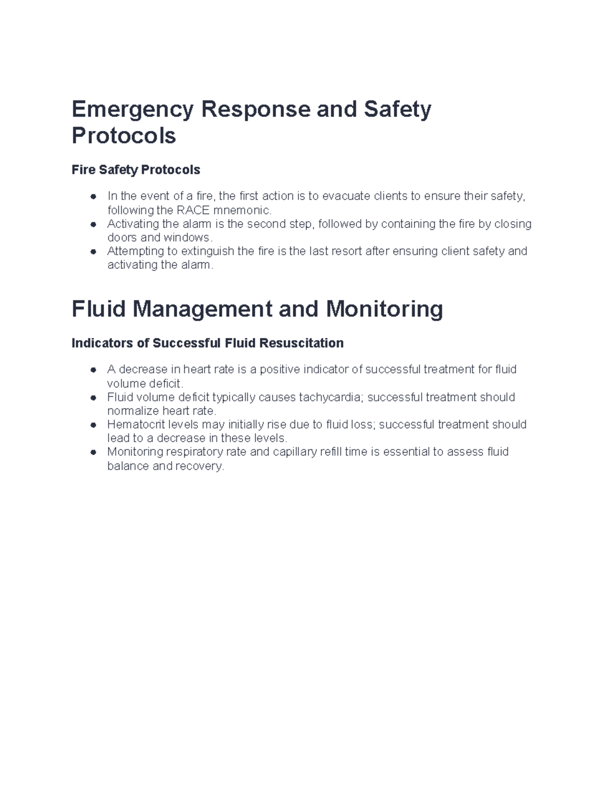 Emergency Response & Safety Protocols: Fire & Fluid Management - Studocu