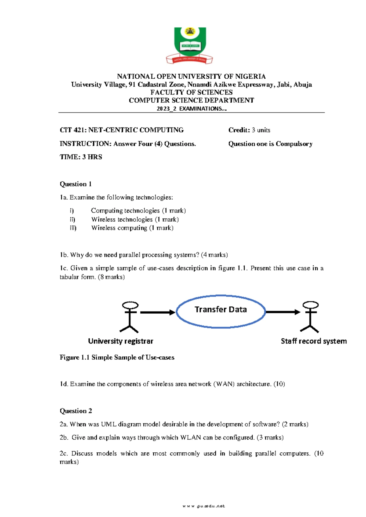 CIT421-2022-1 - Net-Centric Computing Exam Questions and Answers - Studocu