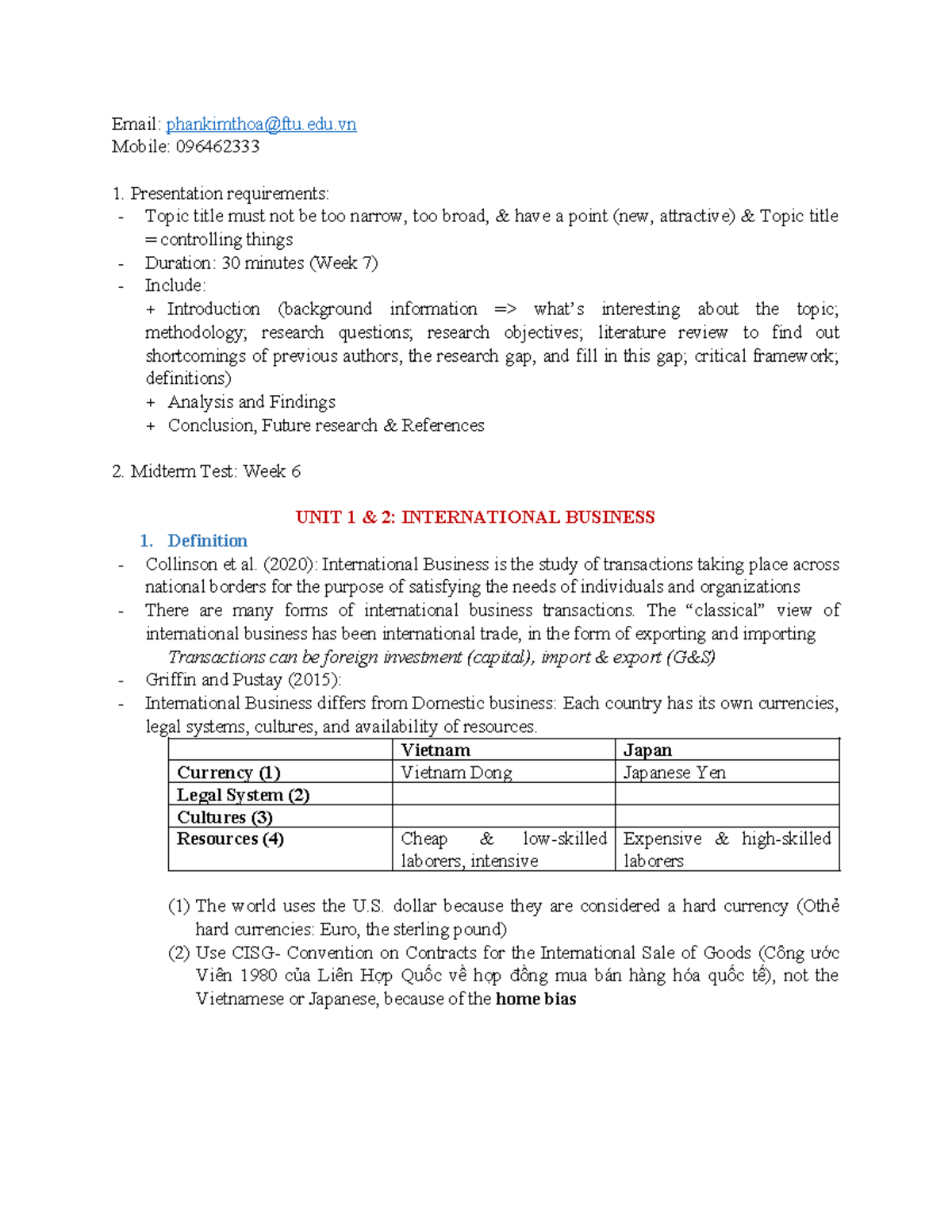 TACN3 - International Business Midterm Study Notes and Presentation ...