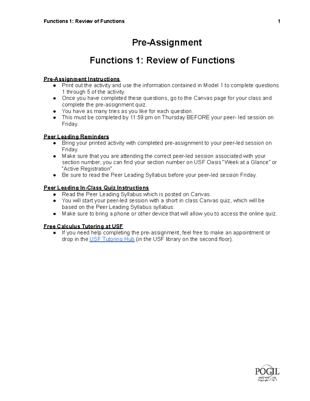 F1 Review of Functions - Pre-Assignment Functions 1: Review of ...