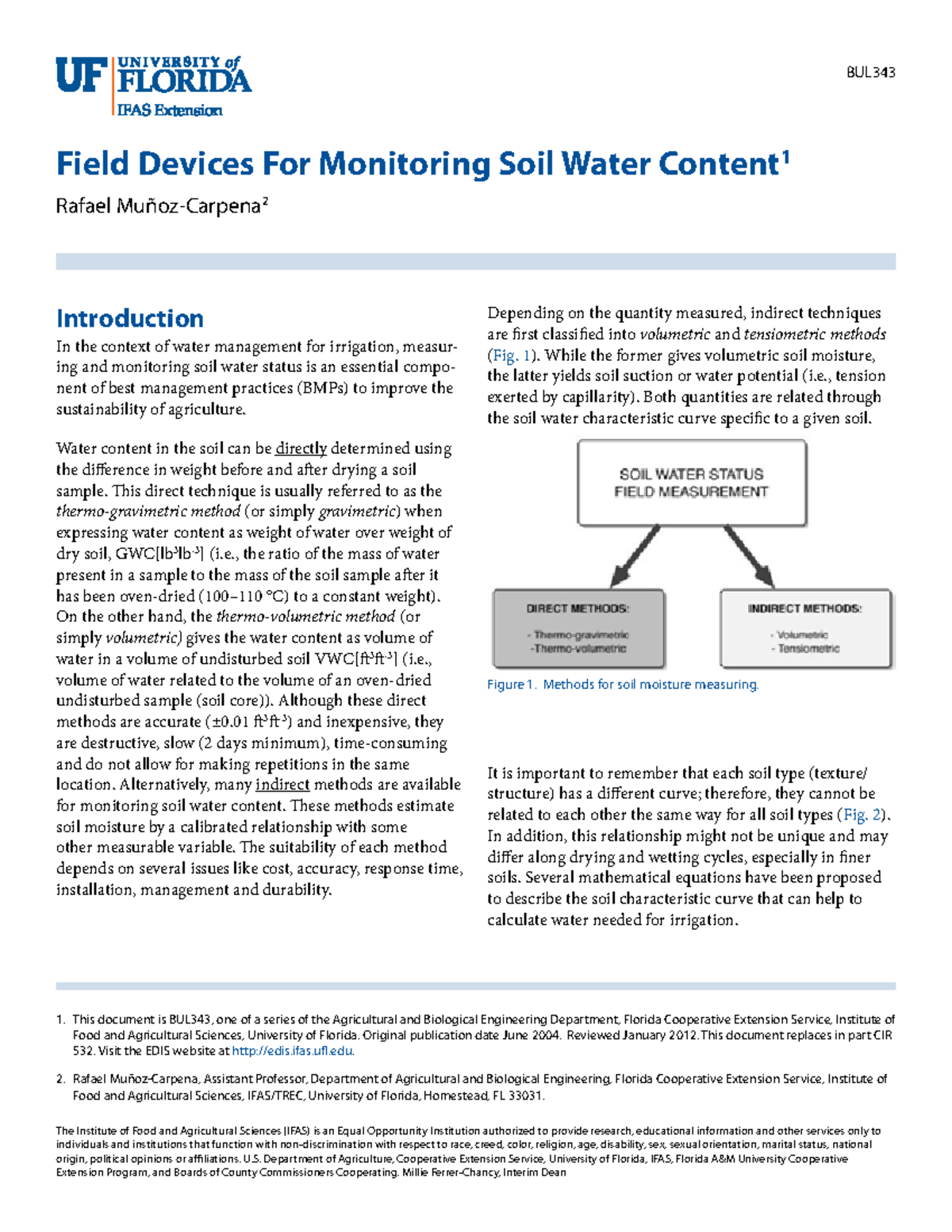 BUL343 Field Devices for Soil Water Content Monitoring: A Comprehensive ...
