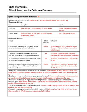 AP Human Geography Unit 1 - 1-1 Study Guide Unit 1: Introduction to ...