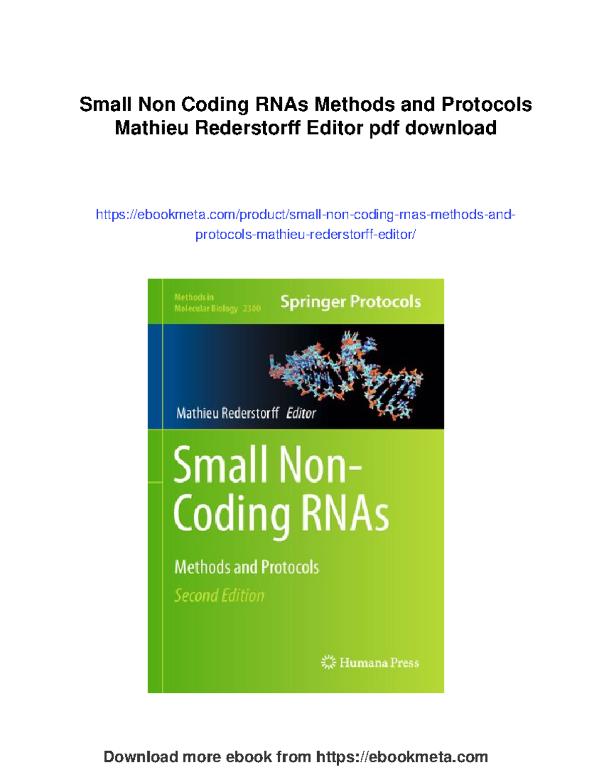 Small Non-Coding RNAs: Methods and Protocols (Methods in Molecular ...