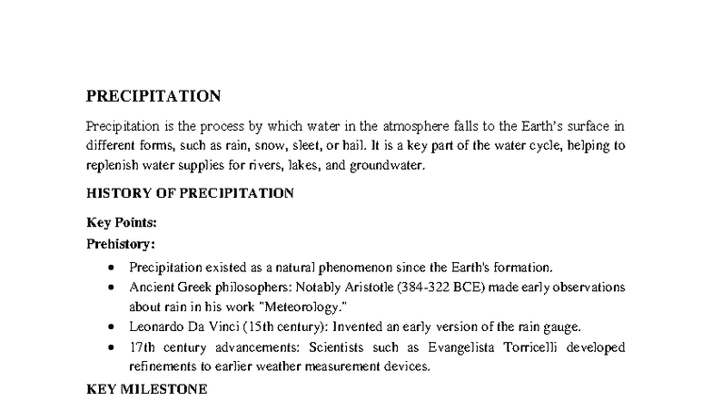 Precipitation and Its Role in the Hydrological Cycle: A Study (HYD 101 ...