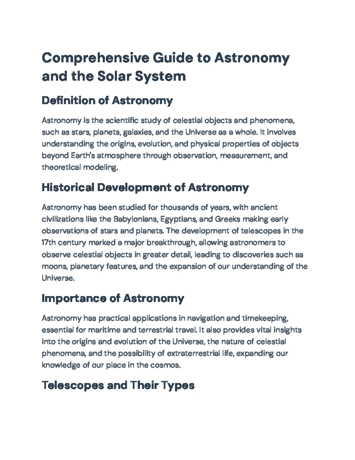 Understanding Our Solar System: The Sun and Planets (ASTR 101) - Studocu