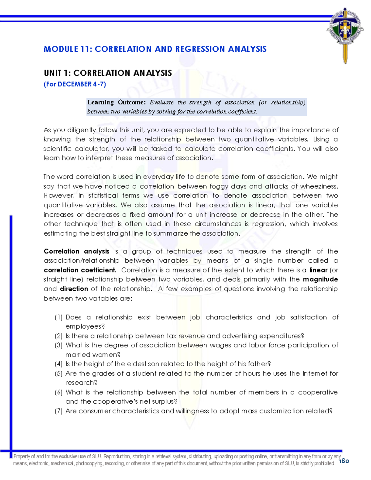 Module 11: Unit 1 - Correlation Analysis Overview and Applications ...
