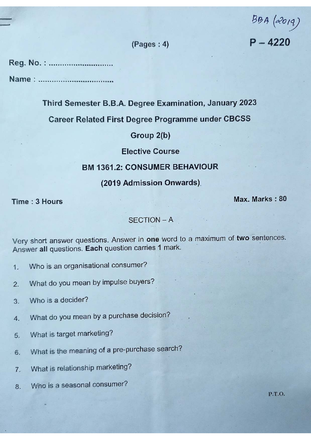BBA 4220: Consumer Behaviour - Third Semester Exam Notes (Jan 2023 ...