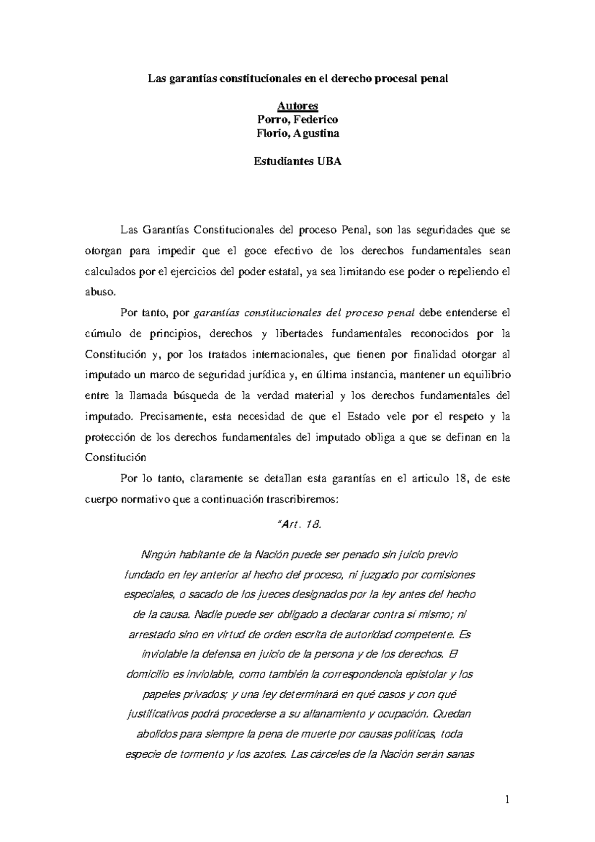 "Análisis de Garantías del Debido Proceso en el Derecho Penal UBA ...