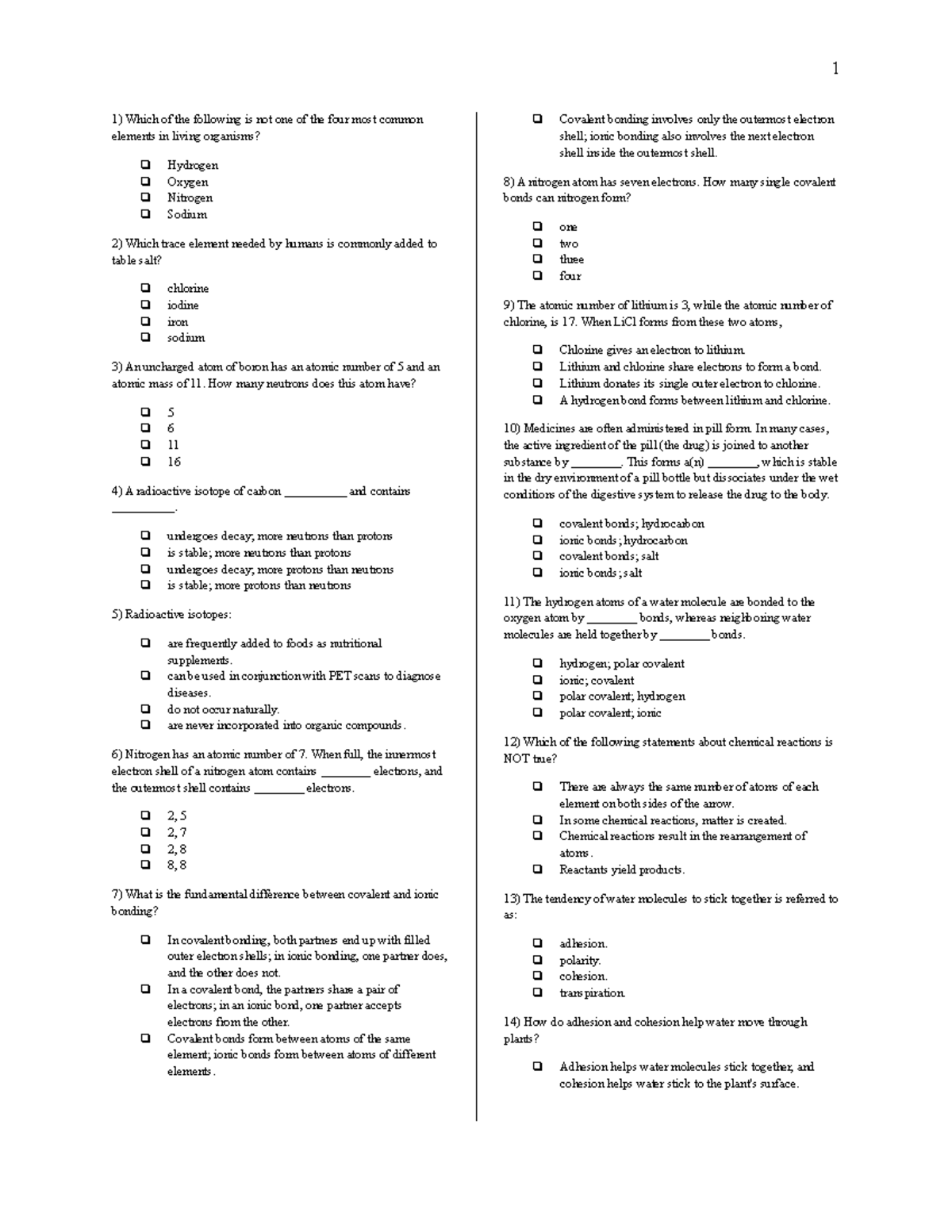 Biology 101 Final Exam Review: Key Concepts and Topics - Studocu