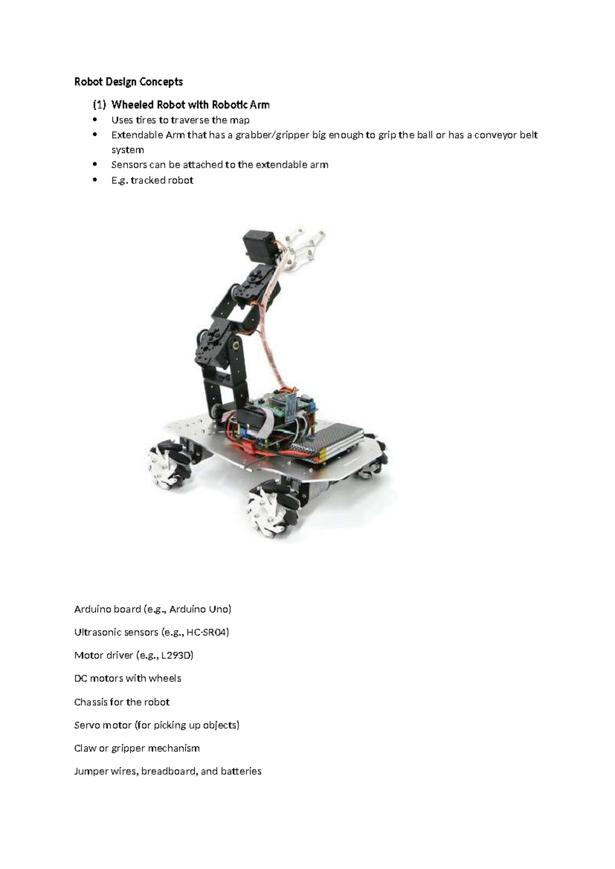 Robot Design Concepts: Wheeled, Hexapod, and Drone Robots - Studocu