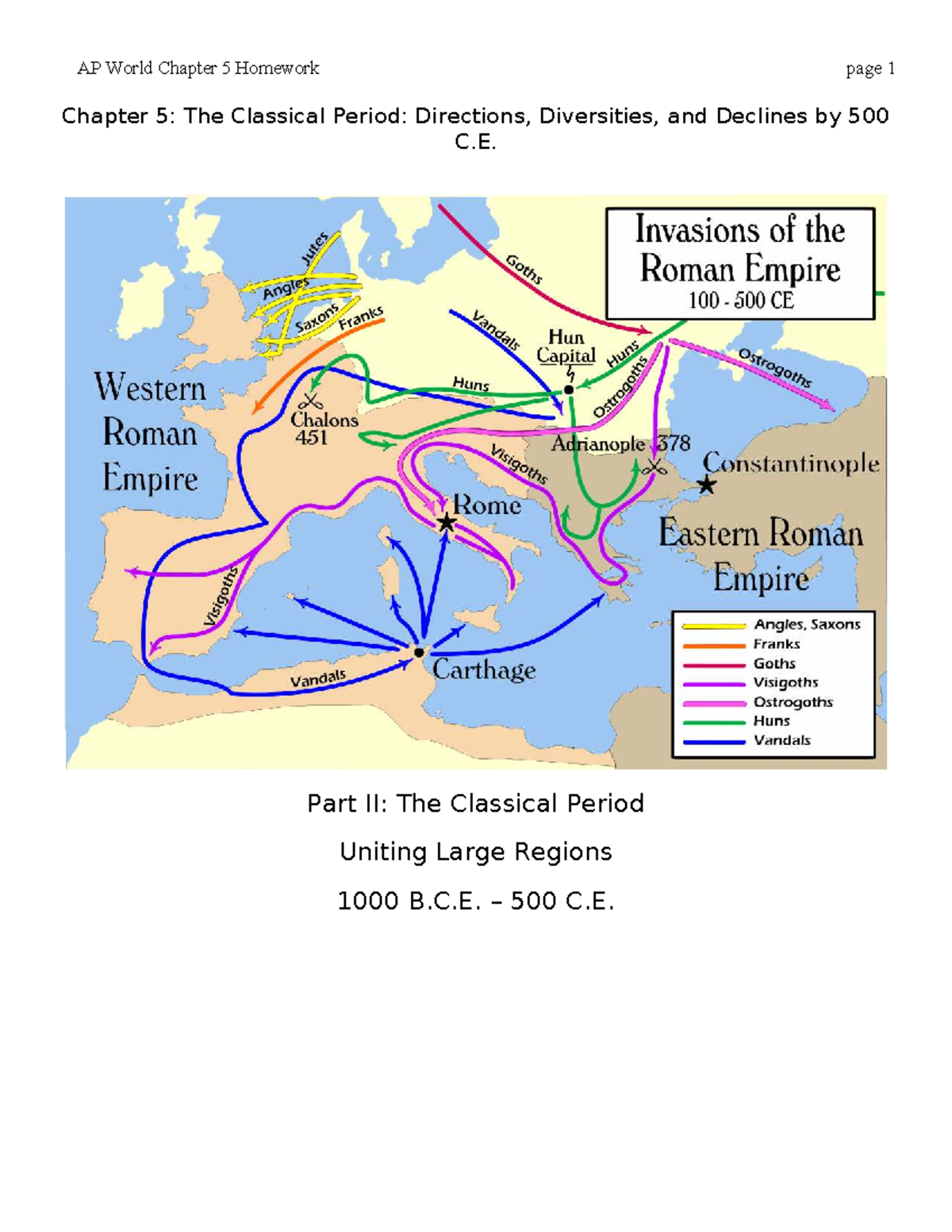 AP World Chapter 5 homework packet: The classical period overview - Studocu