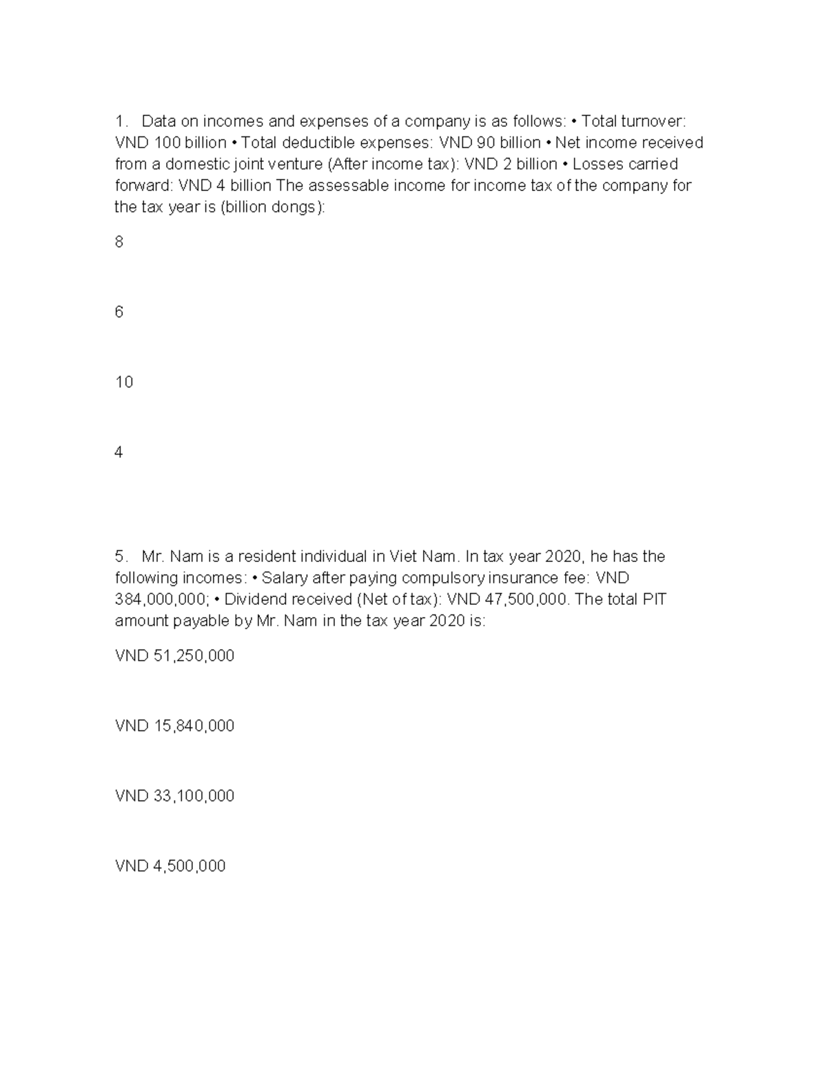 Taxation Practice Exercises for Course Code: No ans tax - Studocu