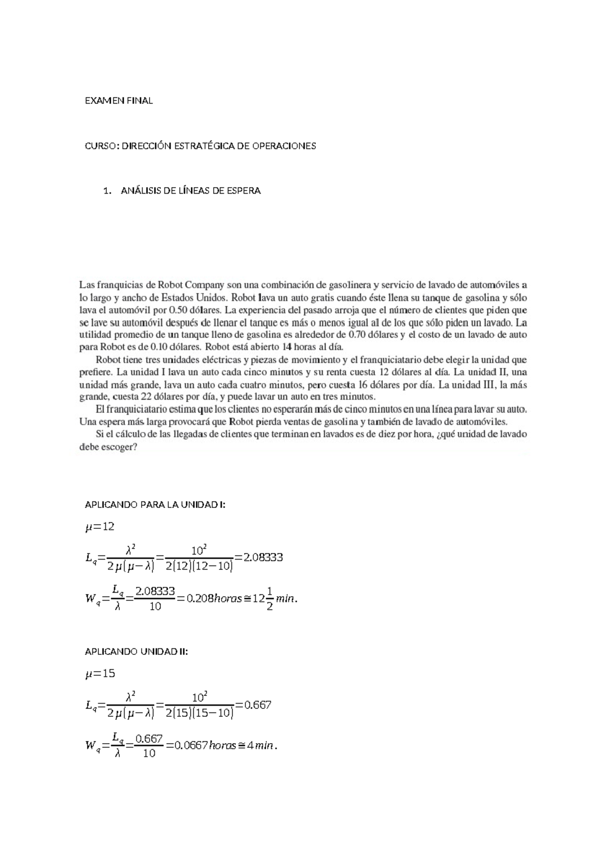 Examen Final DEO: Estrategias y Control de Operaciones - Studocu