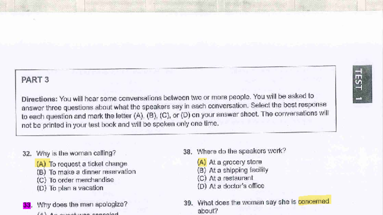 Test 1 Part 3 - Listening Comprehension Questions - Studocu