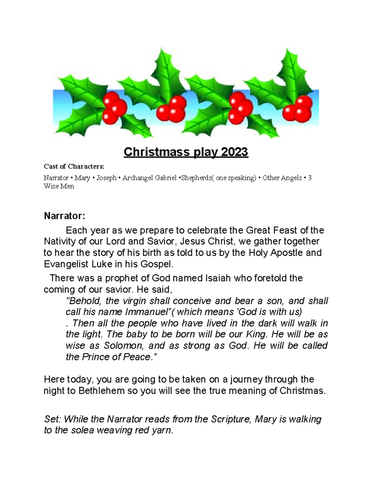 Christmas Play Script 2023: The Nativity Story - Studocu