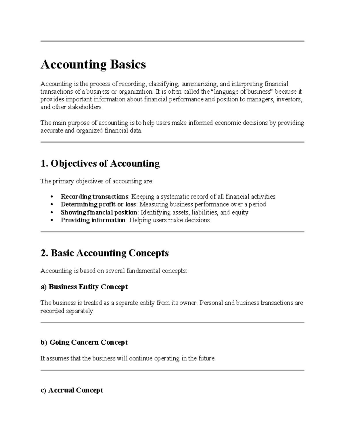ACC101: Accounting Basics - Key Concepts and Principles - Studocu