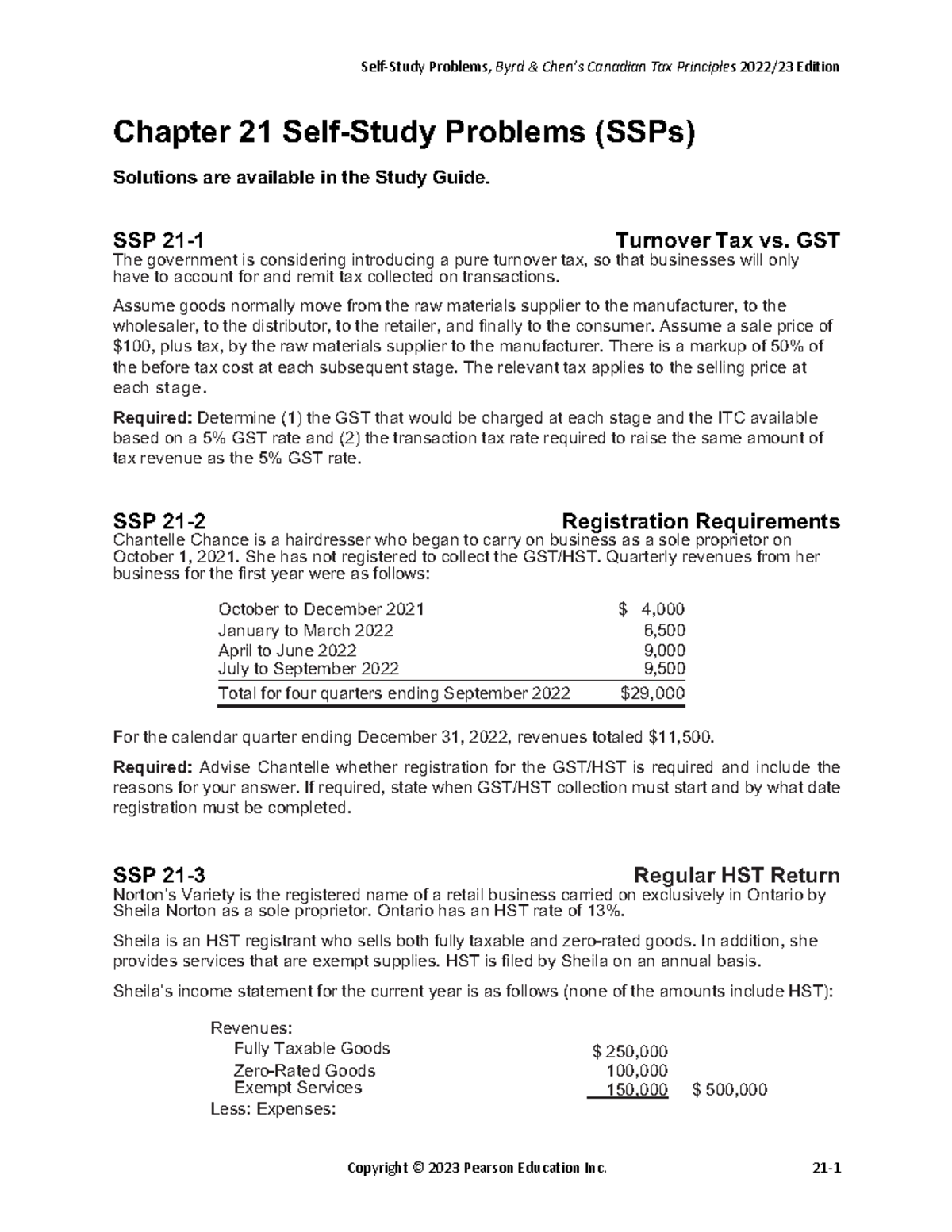Byrd Chen 2022 Chapter 21 Self-Study Problems Solutions and Answers ...