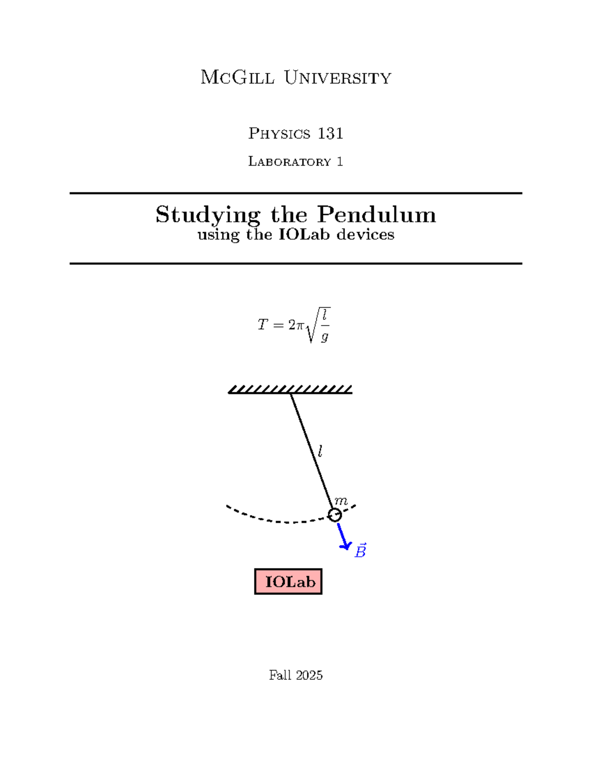 PHYS 131 Lab 1 2025 - Exploring Pendulum Dynamics with IOLab - Studocu