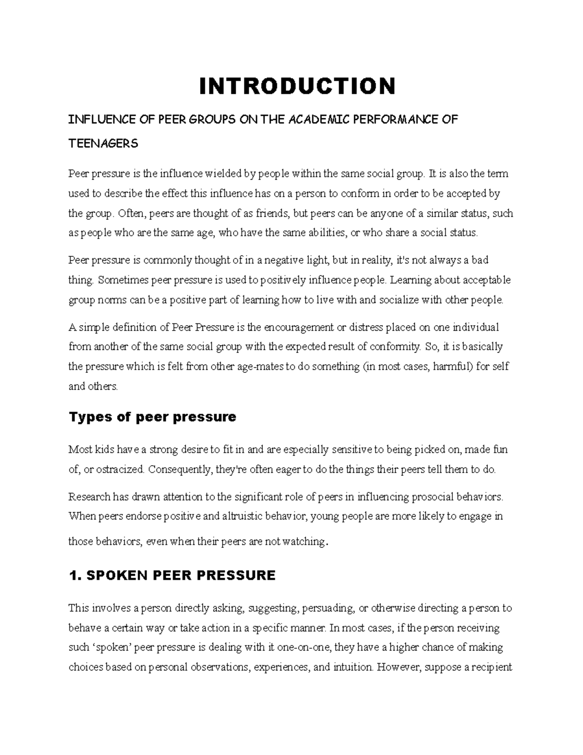 Peer Pressure: Impact on Teen Academic Performance - Survey Project ...